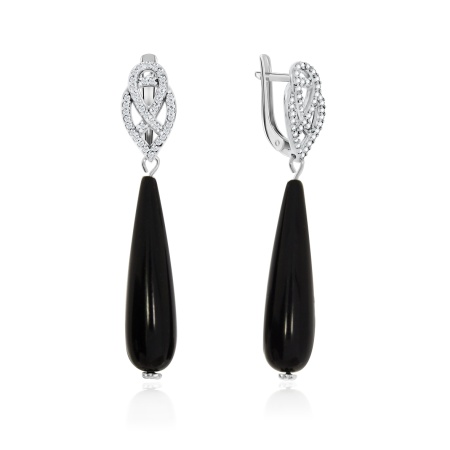 Серьги из серебра с агатами и фианитами 2340390787л-20 от KRASNOE, металл Серебро, вставка Агат