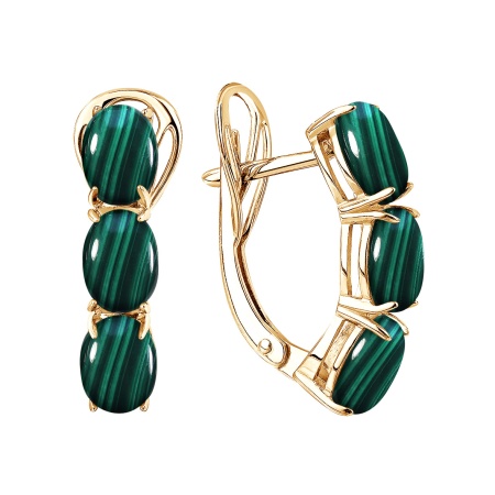 Серьги из серебра с малахитами 2320385159 от KRASNOE, металл Серебро, вставка Малахит
