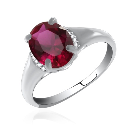 Купить кольцо из серебра с натуральным корундом и фианитами в интернет-магазине KRASNOE