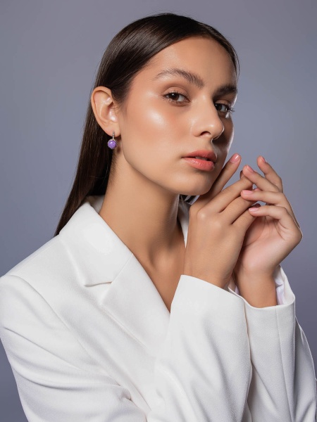 Серьги из серебра с чароитами