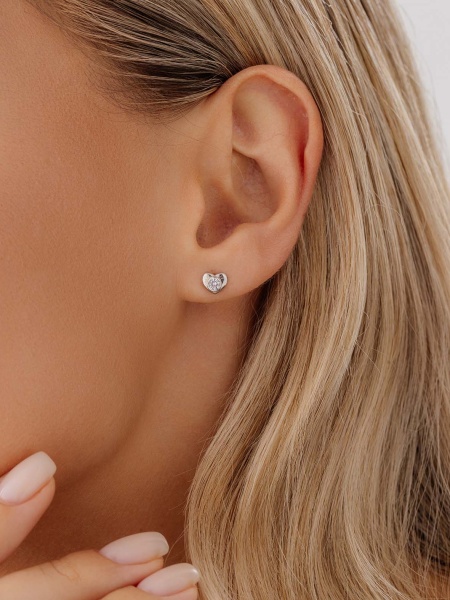 Пусеты из серебра с фианитами