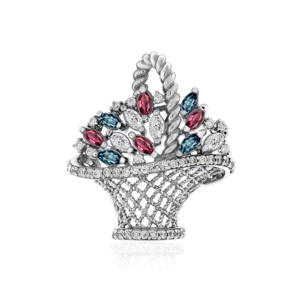 Купить подвеска из серебра с кристаллами, кристалл ювелирныйами, кристалл ювелирныйами и фианитами