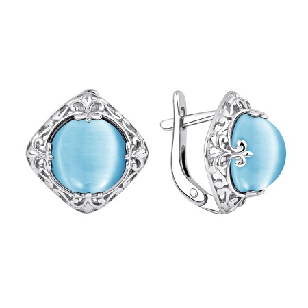 Серьги из серебра с кошачий глазами 2340265701-70 от KRASNOE, металл Серебро, вставка Кошачий глаз