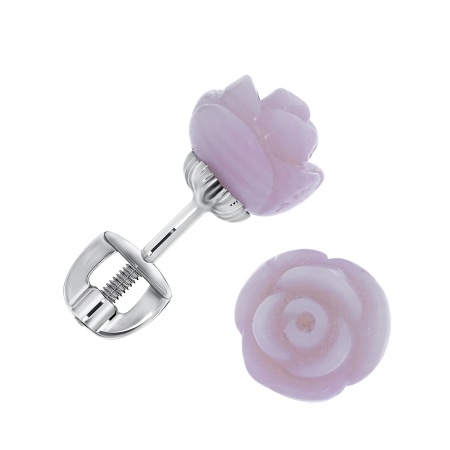 Пусеты из серебра с кораллами П340501280 от KRASNOE, металл Серебро, вставка Фианит