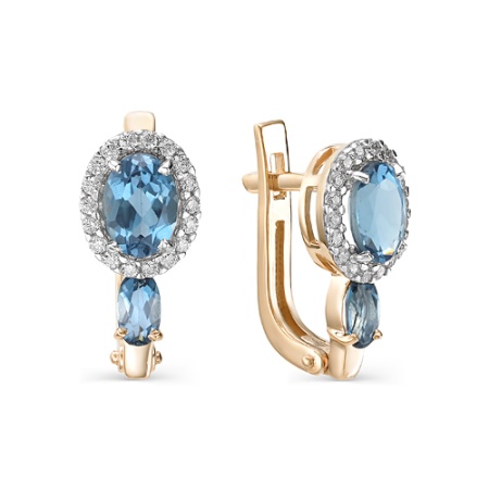 Серьги из золота с топаз londonом 02-1-162-1101-011 от KRASNOE, металл Золото, вставка Топаз London