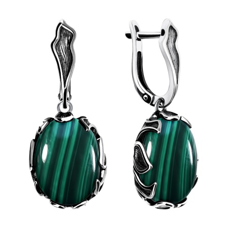 Серьги из серебра с малахитами