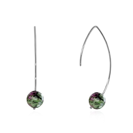 Серьги из серебра с рубин-цоизитами со скидкой