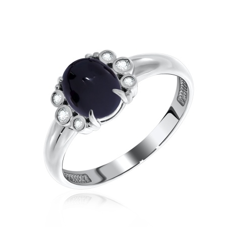 Купить кольцо из серебра с агатом и фианитами в интернет-магазине KRASNOE