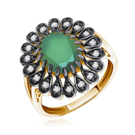 Купить кольцо из серебра с агатом и фианитами в интернет-магазине KRASNOE