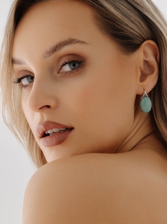 Серьги из серебра 2340375955 от KRASNOE, металл Серебро, вставка Амазонит