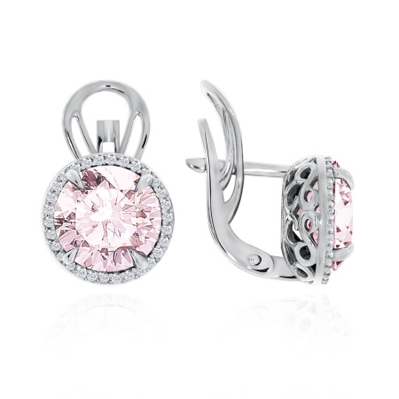 Серьги из серебра с кварцем и фианитами 2340100888л-30 от KRASNOE, металл Серебро, вставка Кварц