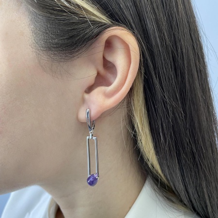 Серьги из серебра с чароитами
