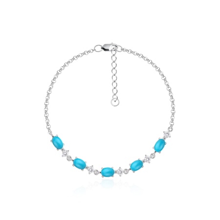 Купить браслет из серебра с бирюзой и фианитами