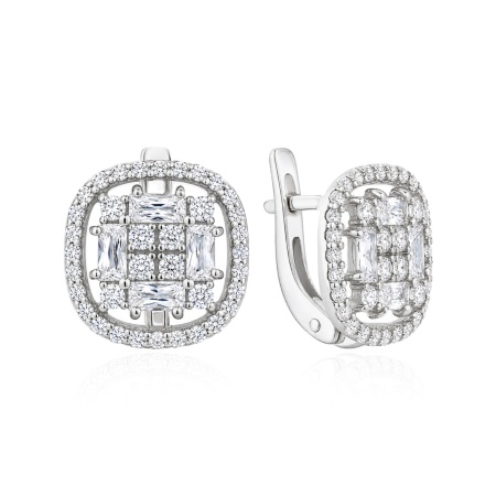 Серьги из серебра с фианитами