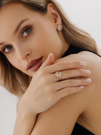 Кольцо из серебра с празиолитом и фианитами со скидкой