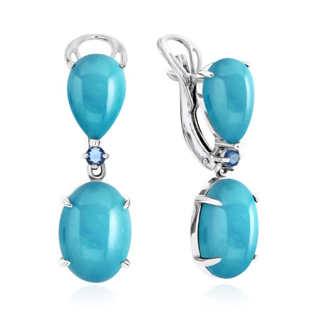 Серьги из серебра с бирюзой (имитация из природного материала)