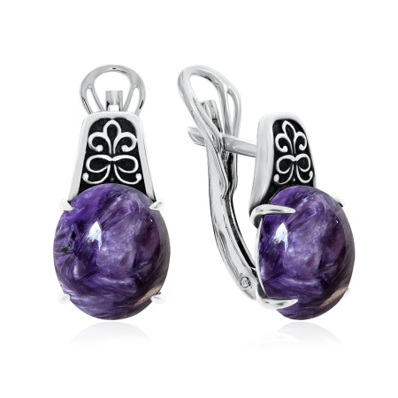 Серьги из серебра с чароитом