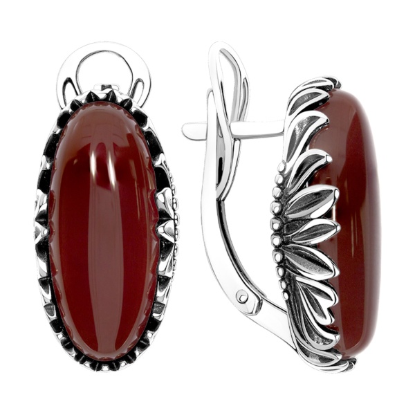 Серьги из серебра с агатами