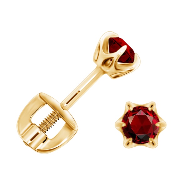 Пусеты из серебра с гранатами П320150335 от KRASNOE, металл Серебро, вставка Гранат