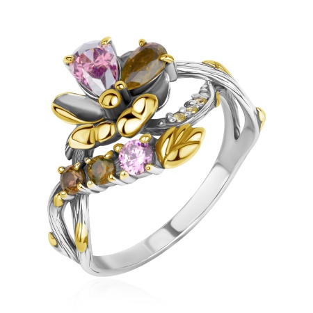 Купить кольцо из серебра с ситаллами в интернет-магазине KRASNOE