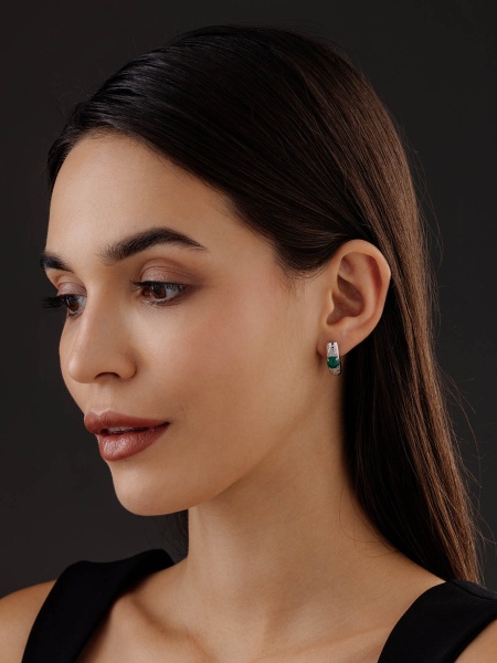 Серьги из серебра с агатами и фианитами 2340392378л-60 от KRASNOE, металл Серебро, вставка Агат