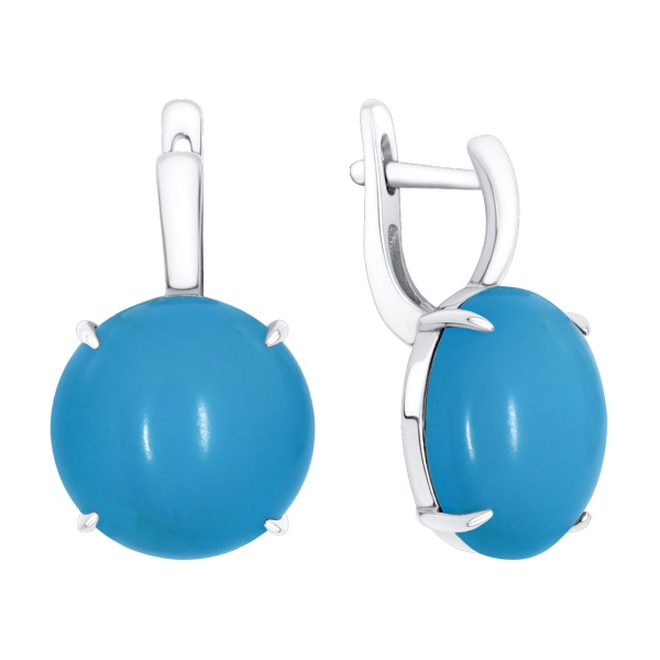 Серьги из серебра с бирюзой имитацией из природного минерала 2340Б25941 от KRASNOE, металл Серебро, вставка Бирюза i Серьги из серебра с бирюзой имитацией из природного минерала 2340Б25941 от KRASNOE, металл Серебро, вставка Бирюза i