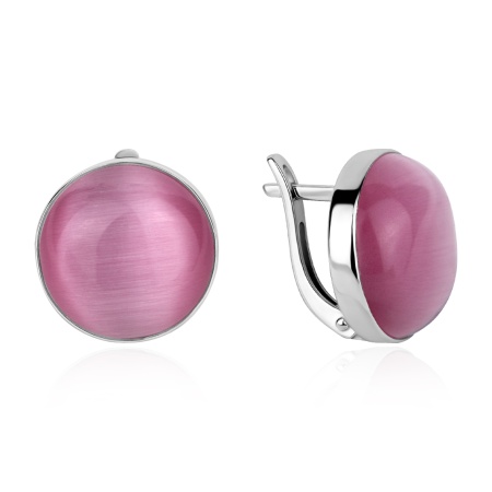 Серьги из серебра с кошачим глазом