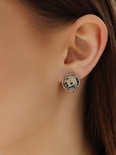 Серьги из серебра с ларимарами и фианитами со скидкой