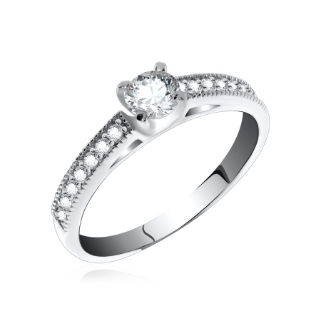 Кольцо из серебра с фианитами со скидкой