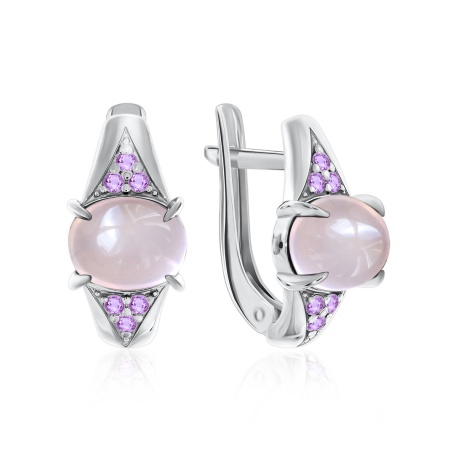 Серьги из серебра с кварцем и ситаллами со скидкой