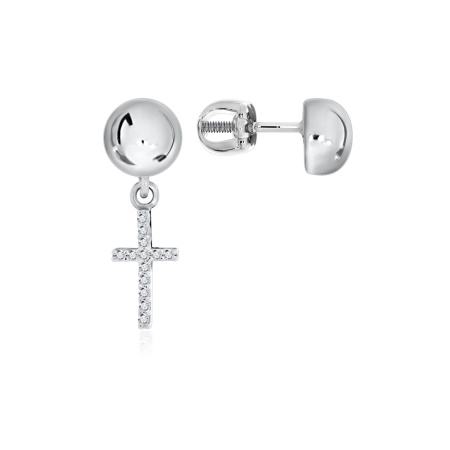 Пусеты из серебра с фианитами