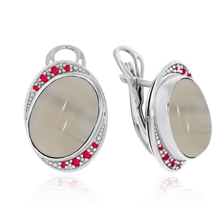 Серьги из серебра с агатами и ситаллами 2340390992-21 от KRASNOE, металл Серебро, вставка Агат