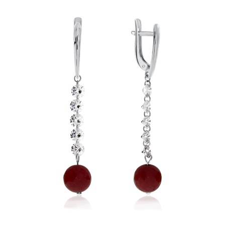 Серьги из серебра с жадеитом 2340650624-41 от KRASNOE, металл Серебро, вставка Жад