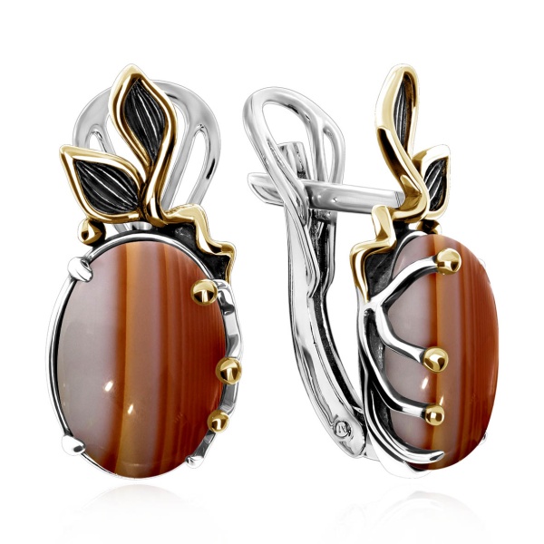 Серьги из серебра с сердоликами