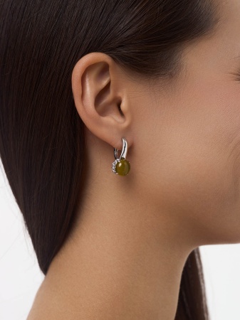 Серьги из серебра с кошачьим глазом