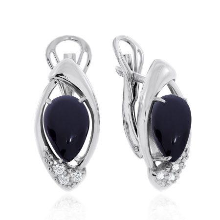 Серьги из серебра с агатами и фианитами