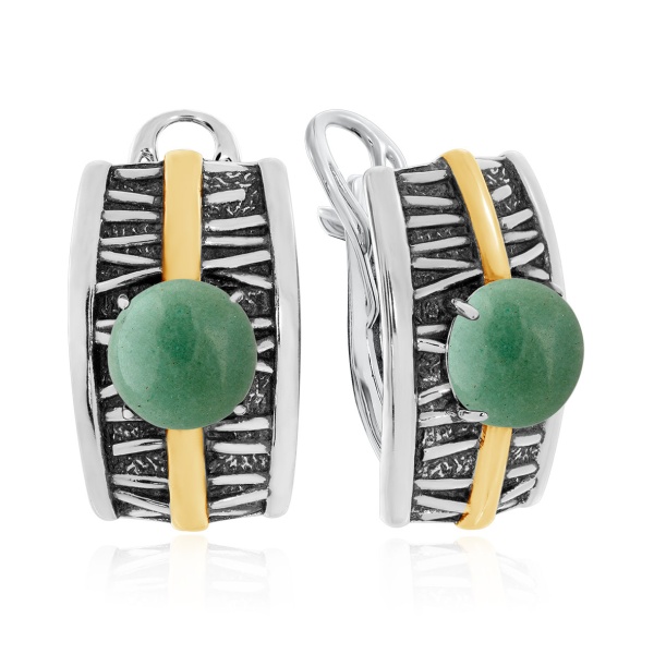 Серьги из серебра с авантюрином 2317361754-1-60 от KRASNOE, металл Серебро, вставка Авантюрин Натур.