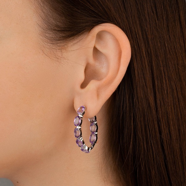 Серьги из серебра с аметист 2340061183 от KRASNOE, металл Серебро, вставка Аметист