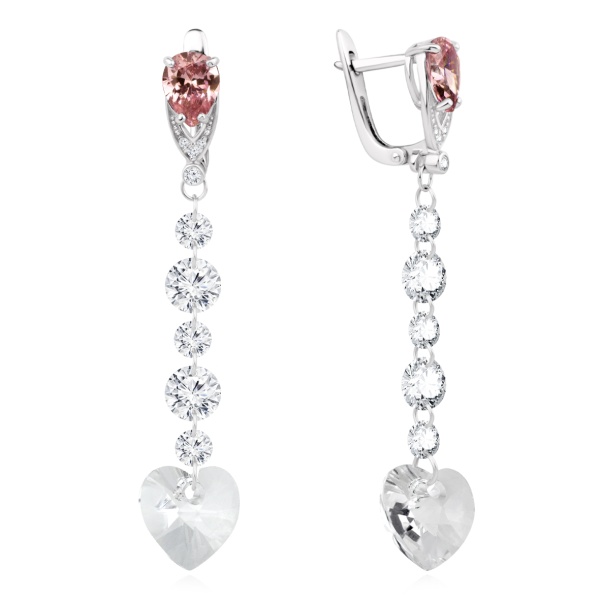 Серьги из серебра с ситалламикристаллом и фианитами со скидкой