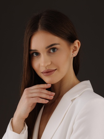 Пусеты из серебра с фианитами 2320201934 от KRASNOE, металл Серебро, вставка Фианит