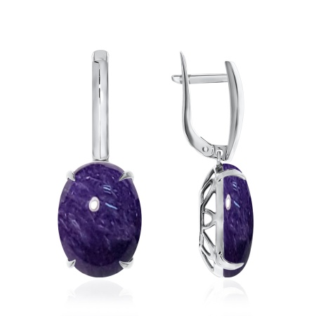 Серьги из серебра с чароитами 2340461113 от KRASNOE, металл Серебро, вставка Чароит