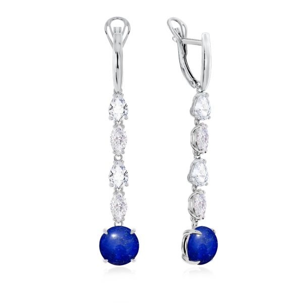 Серьги из серебра с лазуритами и фианитами 2340471205-1 от KRASNOE, металл Серебро, вставка Лазурит
