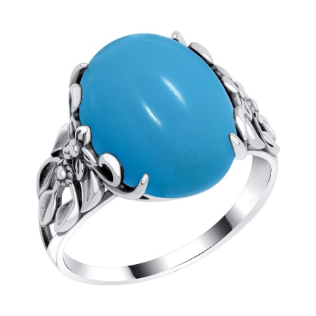 Купить кольцо из серебра с бирюзой (имитация из природного материала) в интернет-магазине KRASNOE Купить кольцо из серебра с бирюзой (имитация из природного материала) в интернет-магазине KRASNOE