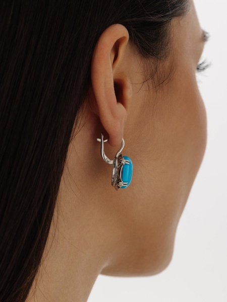 Серьги из серебра с бирюзой со скидкой