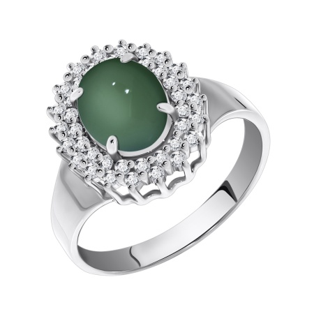 Купить кольцо из серебра с халцедоном и фианитами в интернет-магазине KRASNOE Купить кольцо из серебра с халцедоном и фианитами в интернет-магазине KRASNOE