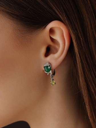 Серьги из серебра с агатами, ситаллами и фианитами 2340392662л-60 от KRASNOE, металл Серебро, вставка Агат