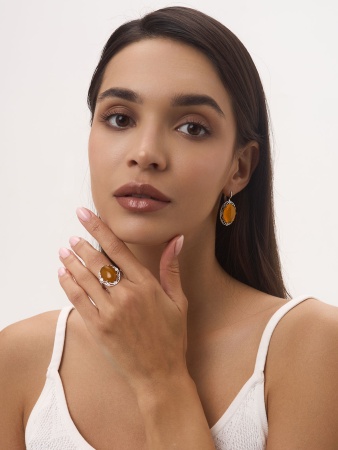 Серьги из серебра с агатами 2340395064-50 от KRASNOE, металл Серебро, вставка Агат