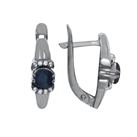 Серьги из серебра с сапфирами и фианитами 2R508429 от KRASNOE, металл Серебро, вставка Сапфир