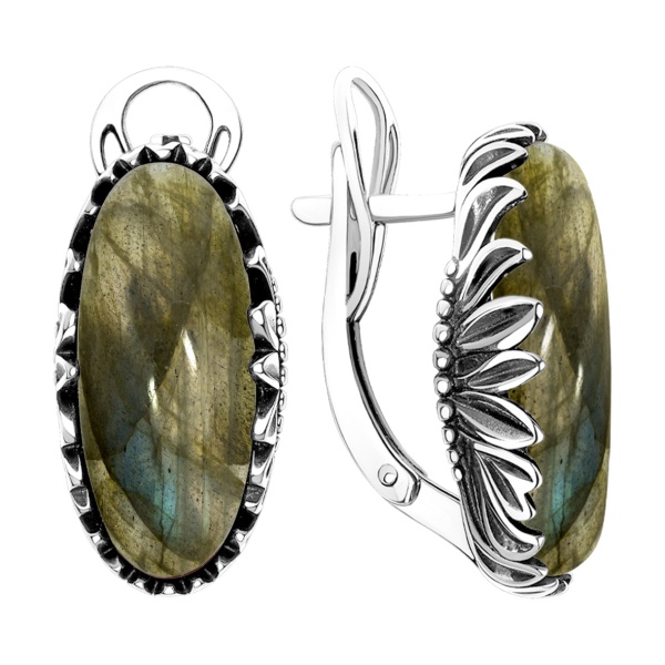 Серьги из серебра с лабрадоритами в ювелирном интернет-магазине