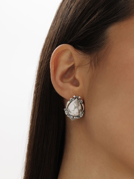Серьги из серебра с кахолонгом